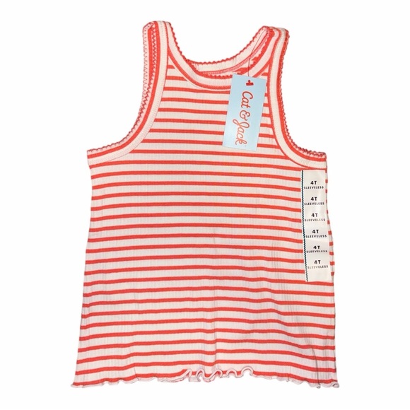 Cat & Jack Coral and White Striped Tank Top - Picture 3 of 3